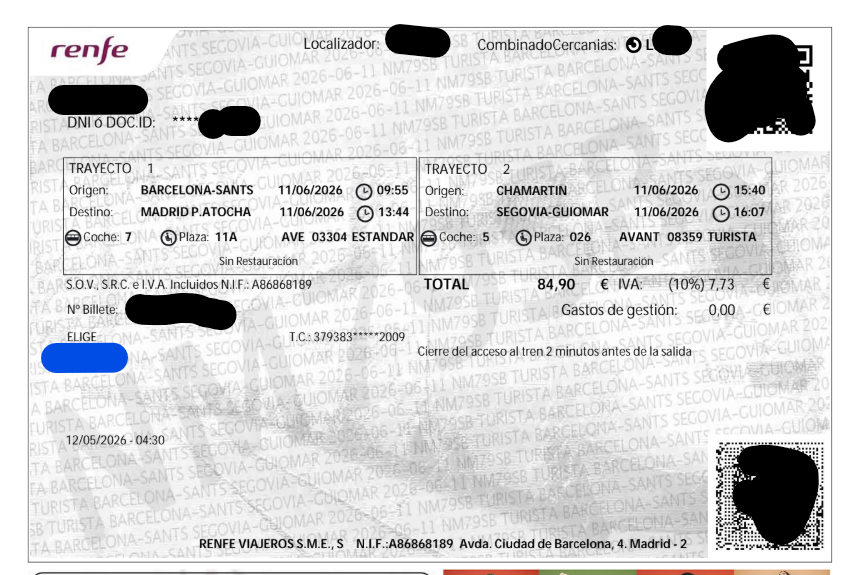 スペインの高速列車AVEの予約チケットの概要